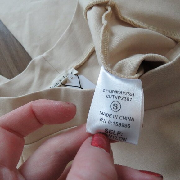 AARON & AMBER Tan Beige Split Hem Ponte Knit Stretch Pants - Women's Size S - Picture 12 of 13